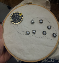 seven LEDs are connected to a microcontroller on one of three possible points